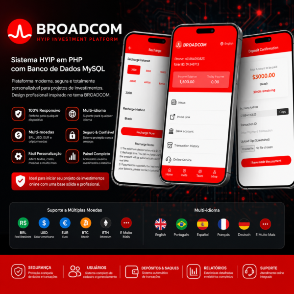 Script Php Laravel Investimentos Tema Broadcom